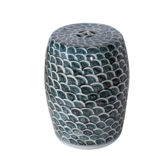 Rustic Blue Fish Scale Porcelain Garden Stool