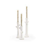 Faux Bois Candlesticks, White