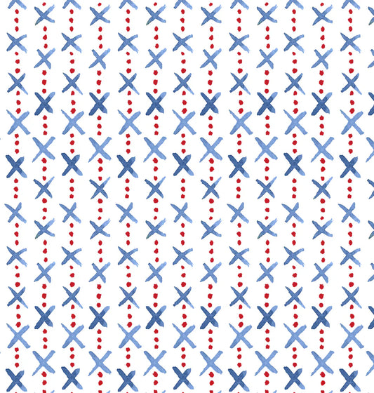 Textiles By Smith, Overdot Red Blue Print