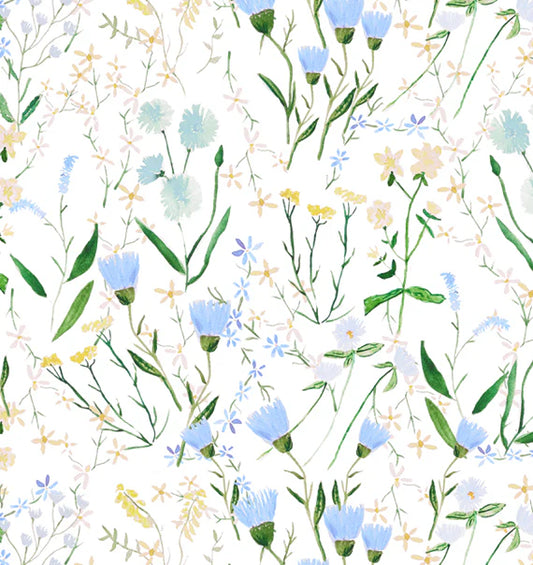 Textiles By Smith, Spring Wildflowers, Periwinkle